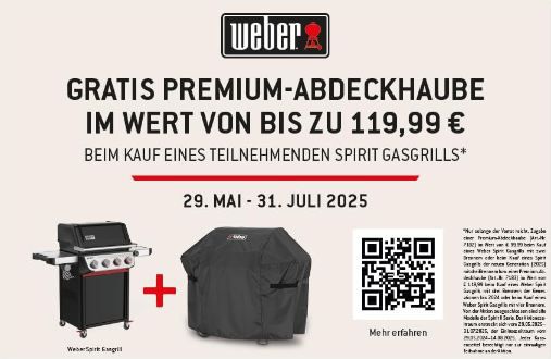 🥩 Weber Spirit E 410 Gasgrill mit 4 Brenner + Gratis Haube für 512,99€ (statt 570€)