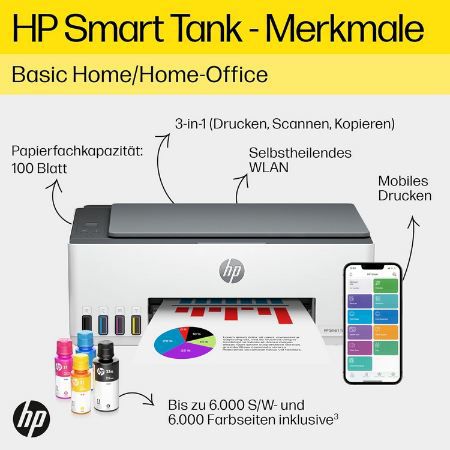 🖨️ HP Smart Tank 5105 3 in 1 Multifunktionsdrucker für 112,45€ (statt 137€)