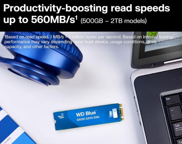 💾 WD Blue SA510 SATA M.2 SSD mit 500GB für 30€ (statt 47€)