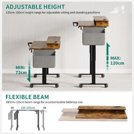 Yitahome Elektrisch Höhenverstellbarer Schreibtisch, 120x60cm für 81,59€ (statt 136€)