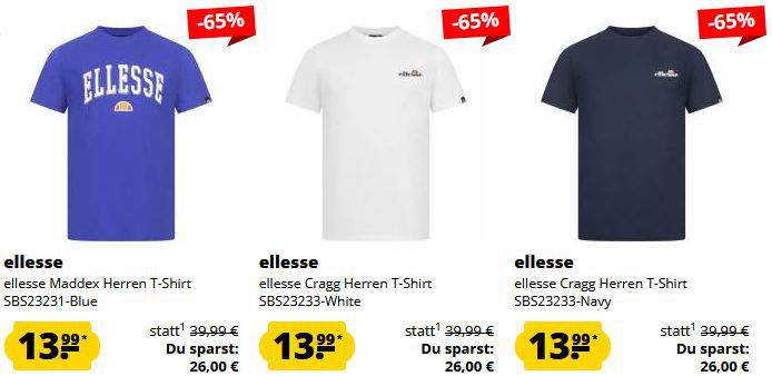 🔥 SportSpar: Ellesse T Shirt, Sneaker & Oberteil Sale ab 13,99€ + 5€ Gutschein ab 60€