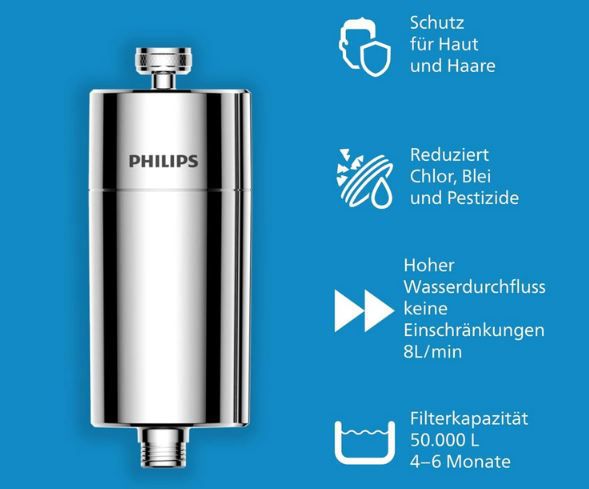 🚿 Philips Wasser Inline Duschfilter mit 1 Ersatzfilter für 21,90€ (statt 35€)