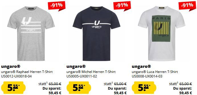 👕 SportSpar: Ungaro T Shirt Sale   Jedes T Shirt nur 5,55€ zzgl. Versand