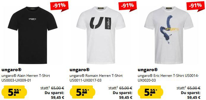 👕 SportSpar: Ungaro T Shirt Sale   Jedes T Shirt nur 5,55€ zzgl. Versand