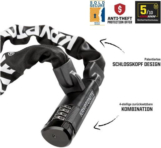 ⛓️ Kryptonite Keeper 790 Kettenschloss, 90 cm, Sicherheitsgrad 5/10 für 37,49€ (statt 47€)