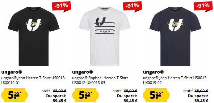 👕 SportSpar: Ungaro T Shirt Sale   Jedes T Shirt nur 5,55€ zzgl. Versand