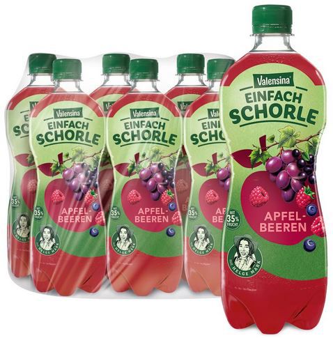 🥤 6er Pack Valensina Einfach Schorle Apfel Beeren, 0,75l ab 6,42€ (statt 9€)