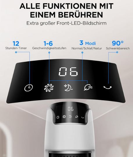 💨 Midea FZ10 16AR Turmventilator mit Fernbedienung für 69,97€ (statt 90€)
