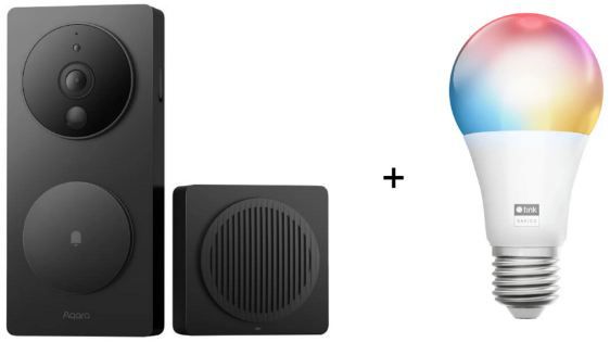 🔔 Aqara Smart Video Doorbell G4 + tink Basics White & Color Bulb für 89,95€ (statt 102€)