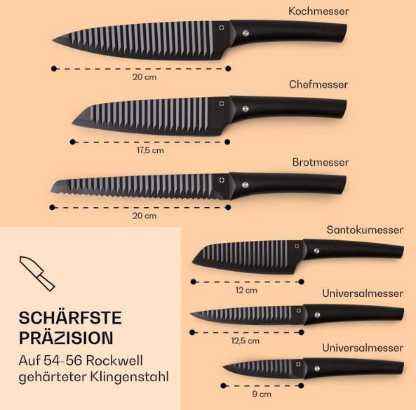 🔪 Klarstein Kissaki mit Messerset, 7 tlg. für 25,49€ (statt 35€)