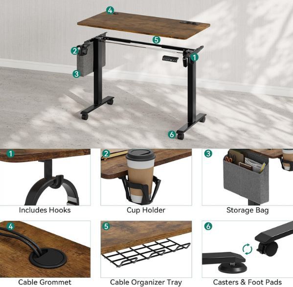 📋 Yitahome Elektrisch Höhenverstellbarer Schreibtisch, 100x60cm für 95,99€ (statt 160€)