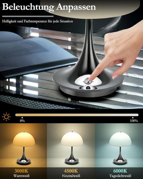 💡 LuminexDesigns Akku LED Tischlampe mit 3 Farbtemperaturen für 20,09€ (statt 30€)