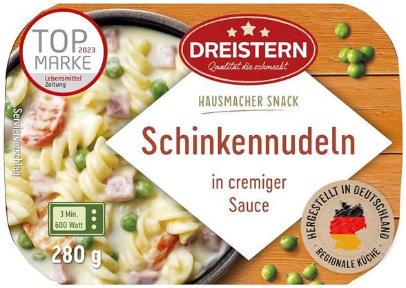 🍝 4x Dreistern Schinkennudeln mit Gemüse, je 280g ab 7,16€ (statt 10€)