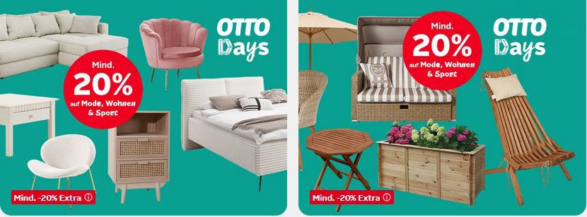 🔥 OTTO Days mit mind. 20% Extra Rabatt auf Möbel, Haushaltsgeräte, Mode & mehr