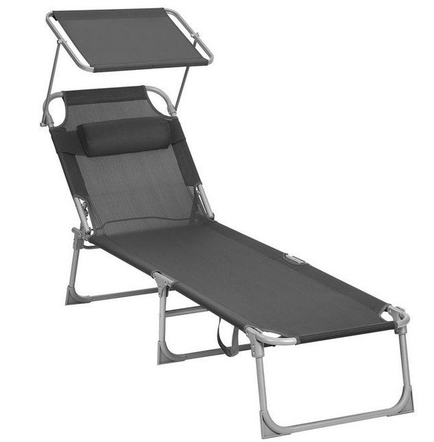 ☀️ Songmics Liege mit Sonnendach in Dunkelgrau für 38,99€ (statt 52€)