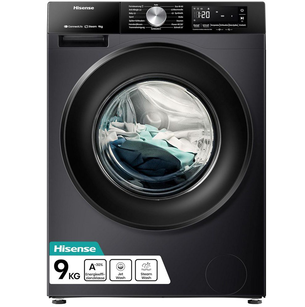👖 Hisense WF3S9043BB3 Waschmaschine (9kg) mit Dampffunkunktion für 388€ (statt 449€)