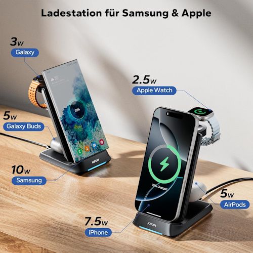 ⚡ KPON Ladestation für Apple Watch, AirPod und iPhone für 19,99€ (statt 40€)