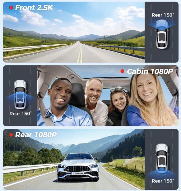 AZDOME M550 Pro 3 Kanal 4k Dashcam mit GPS & WLAN für 90€ (statt 123€)
