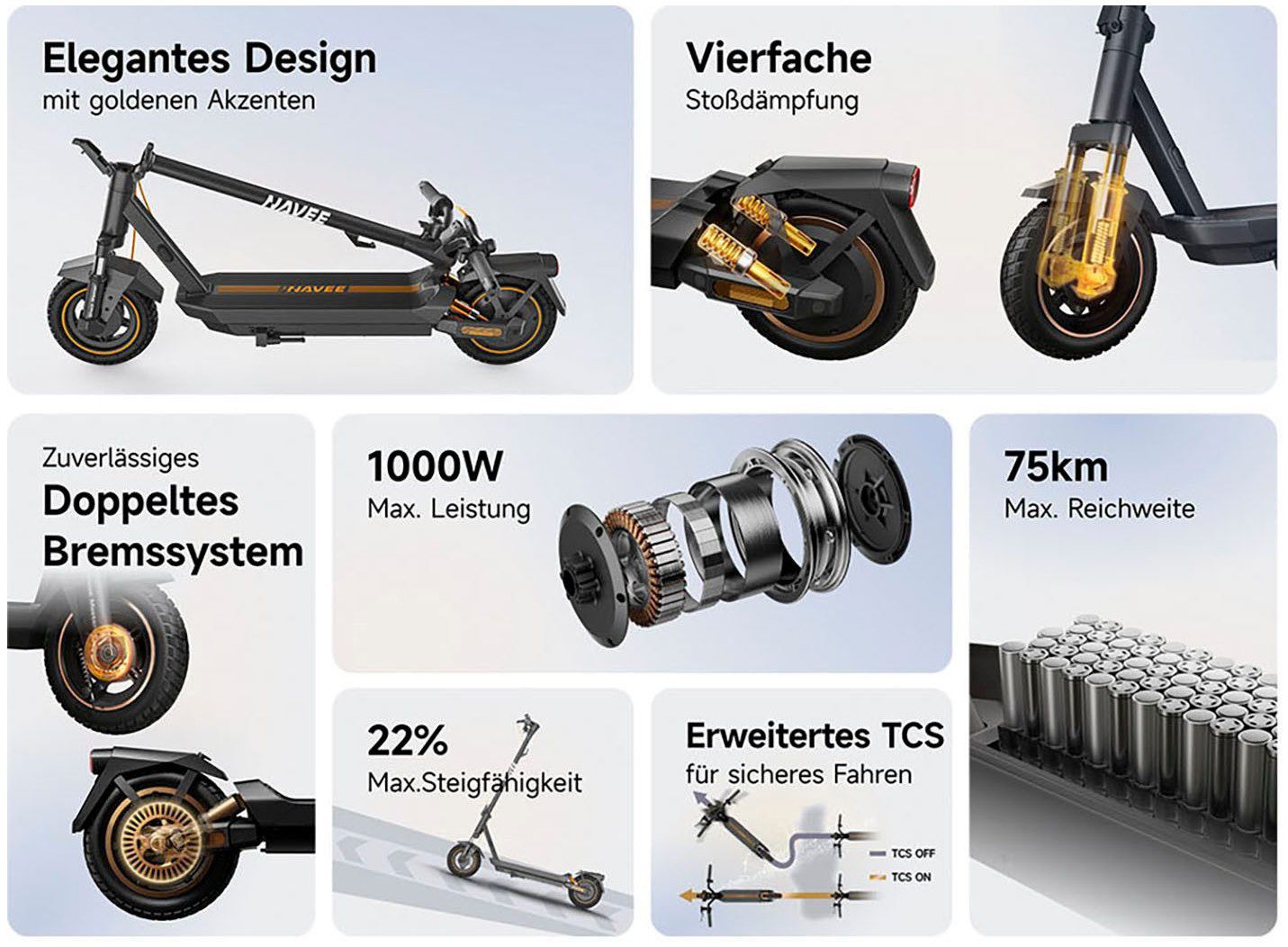 🛴 Navee GT3 Max E Scooter mit 400W & 20 km/h für 549€ (statt 589€)