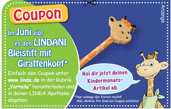 Linda Apotheken: LINDANI Bleistift mit Giraffenkopf gratis
