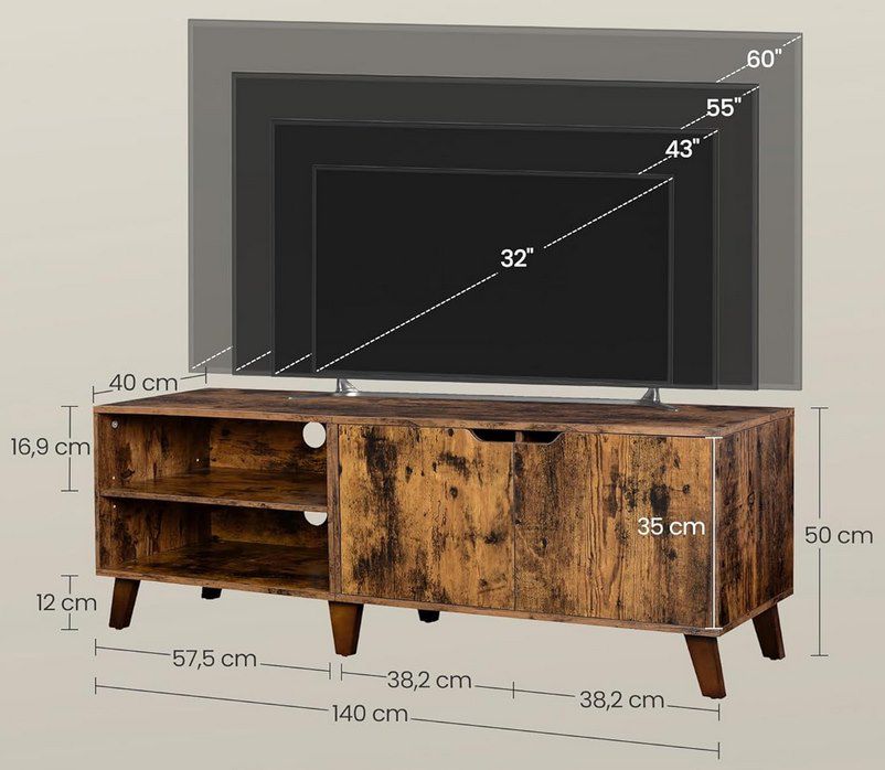 VASAGLE TV Schrank (140cm) mit verstellbaren Ablagen für 55,99€ (statt 72€)