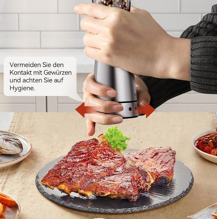 🧂 Tomeen elektr. Salz  & Pfeffermühle Set aus Edelstahl für 17,99€ (statt 30€)