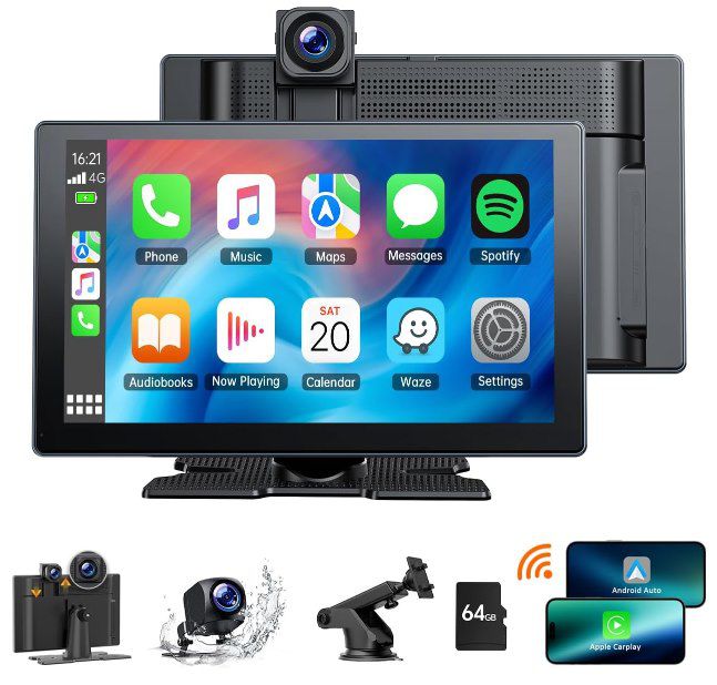 Volam 9 Zoll Wireless Carplay & Android Auto Display + 4k Dashcam für 62€ (statt 80€)