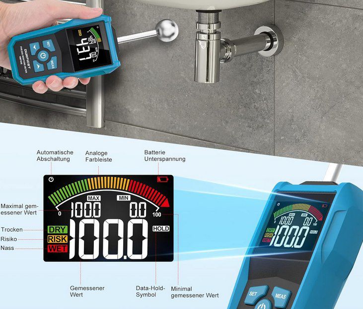 DURFICST Feuchtigkeitsmesser mit Farb LCD für 39,99€ (statt 70€)