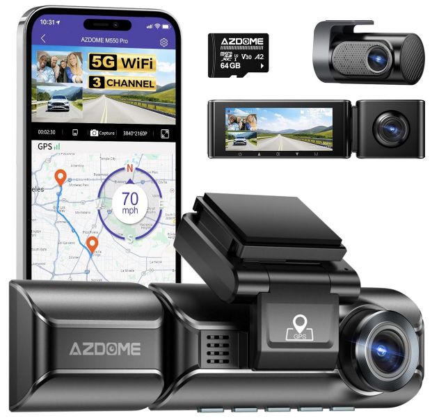 AZDOME M550 Pro 3 Kanal 4k Dashcam mit GPS & WLAN für 90€ (statt 123€)