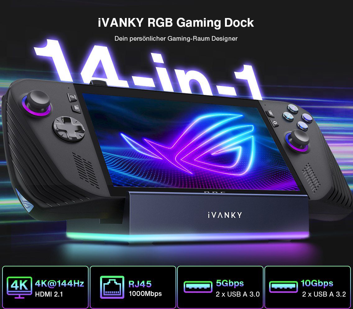 🎮 iVANKY 14in1 Gaming Dock mit bis zu 4K@144Hz für 47,99€ (statt 60€)