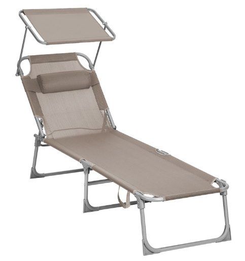 🌞 SONGMICS Sonnenliege mit Sonnenschutz & Kopfkissen für 37,99€ (statt 46€)