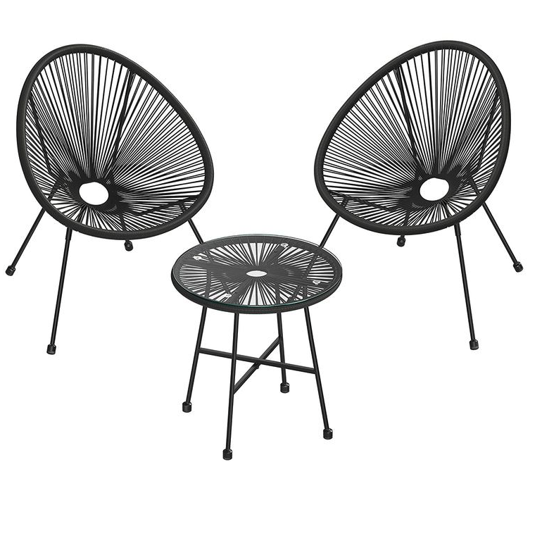 SONGMICS 3er-Set Balkonmöbel Tisch und 2 Stühle schwarz für 68,99€ (statt 90€)