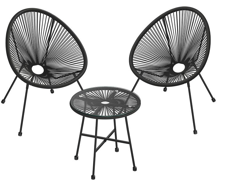 SONGMICS 3er Set Balkonmöbel Tisch und 2 Stühle schwarz für 68,99€ (statt 90€)