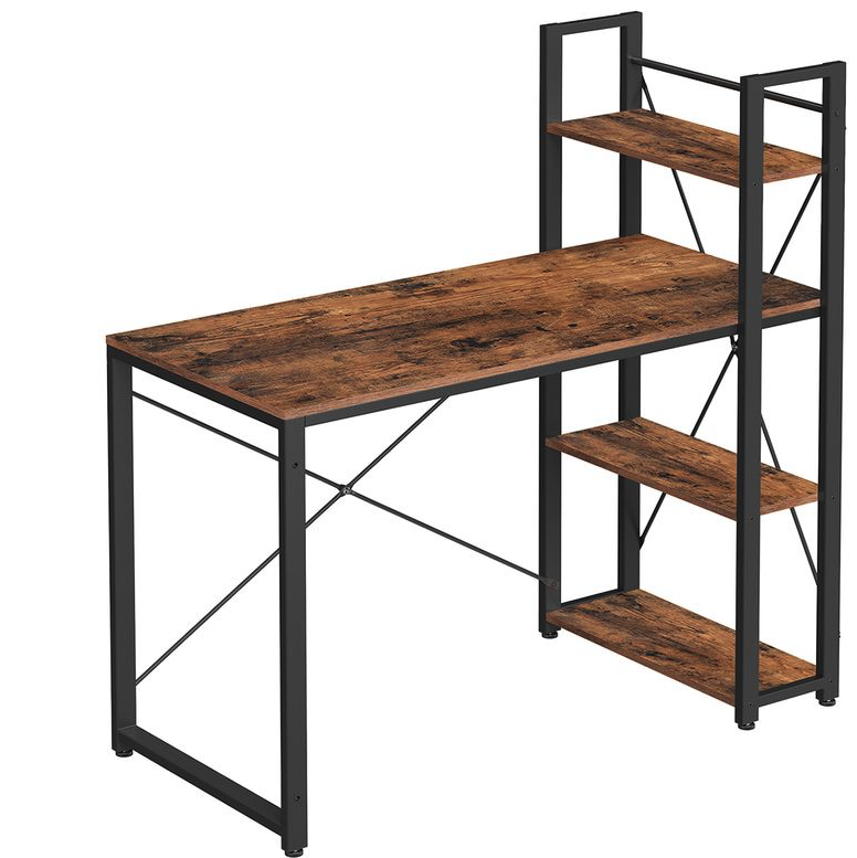 VASAGLE Schreibtisch mit Regalablagen vintagebraun-schwarz für 49,99€ (statt 70€)