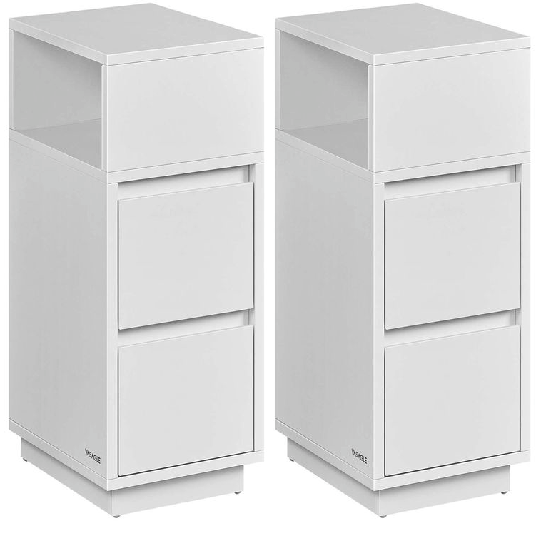 2er Set VASAGLE Schmaler Nachttisch mit Schubladen weiß für 51,99€ (statt 68€)