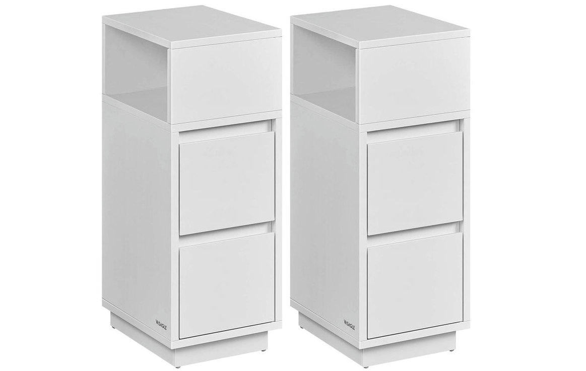 2er Set VASAGLE Schmaler Nachttisch mit Schubladen weiß für 51,99€ (statt 68€)