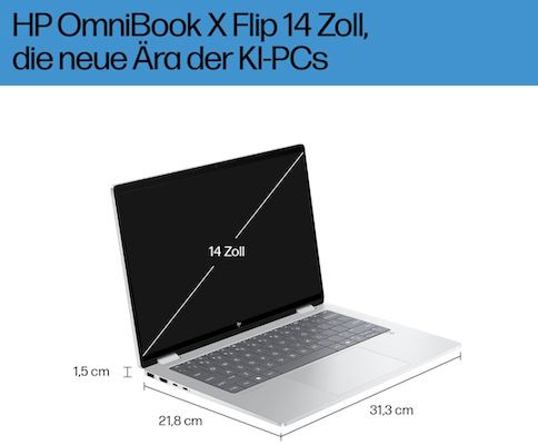 🧑‍💻 HP OmniBook X Flip 2in1 Next Gen AI Laptop mit 16/512GB für 999€ (statt 1.127€)
