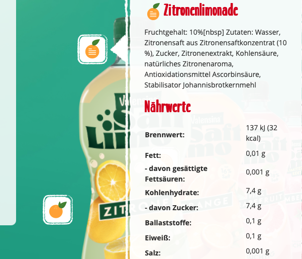 6x Valensina SaftLimo Zitronenlimonade 750ml für 5,64€ (statt 8,34€)