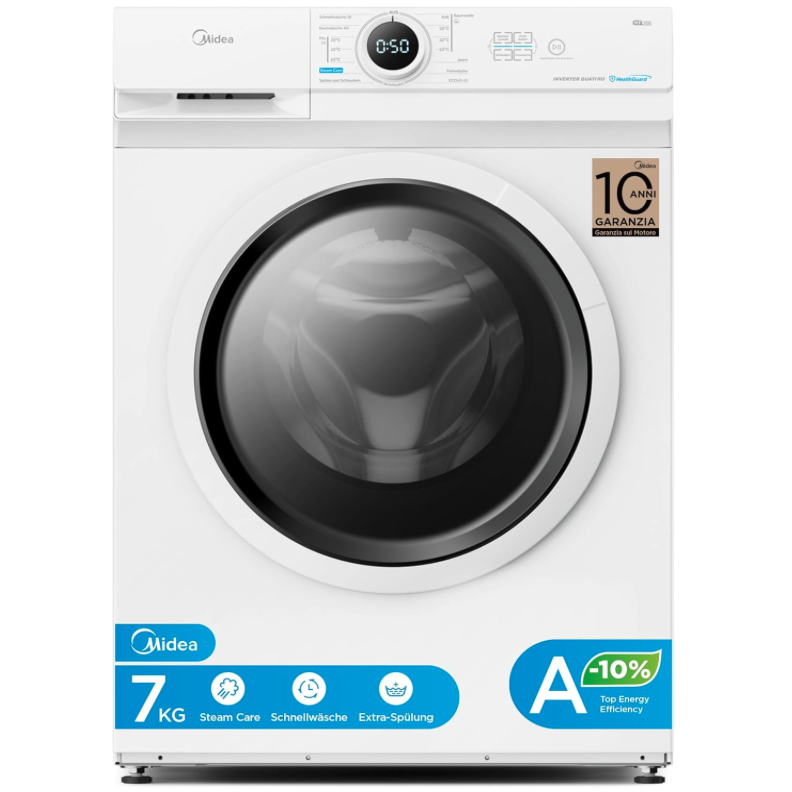 Midea MF10EW70BA10 Waschmaschine 7kg 1400U für 279,47€ (statt 349,99€)