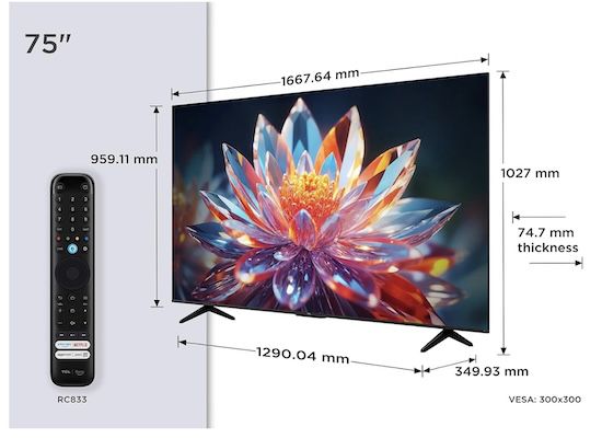 📺 TCL 75T6C 75 4K UHD QLED Smart TV für 599€ (statt 699€)