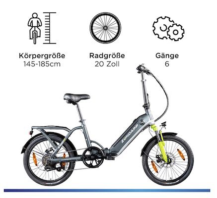 🚲🚆 Zündapp ZT20R Ebike 20 Zoll Klapprad mit 6 Gängen für 843€ (statt 1.269€)