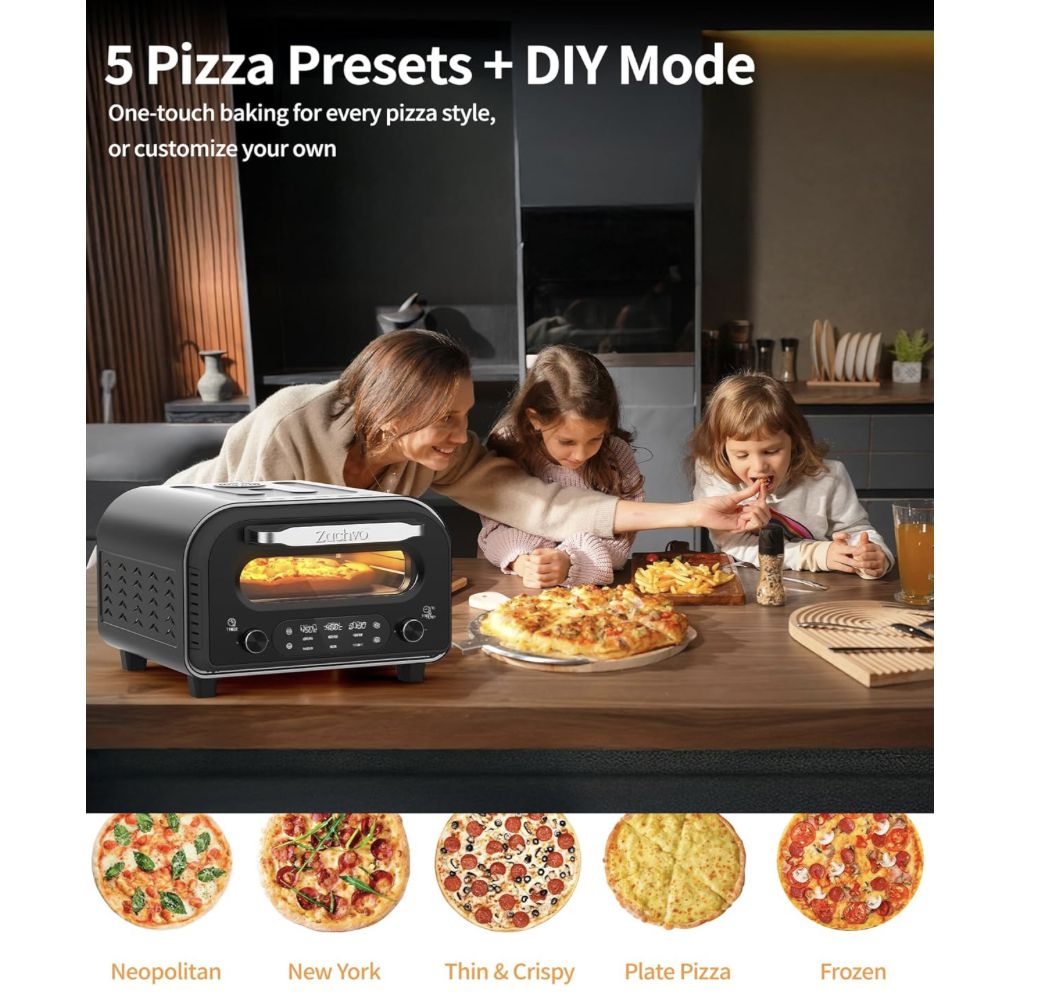 🔝🍕🔥 ZACHVO Elektrischer Pizzaofen mit bis 450 °C für 173€ (statt 207€)