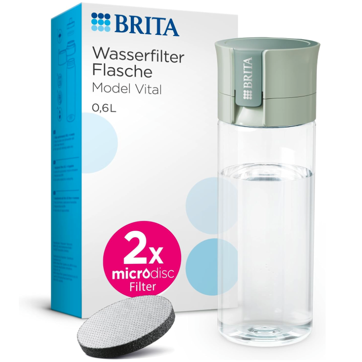 BRITA Wasserfilter Flasche Model Vital 600ml inkl. 2 MicroDisc Filter für 5,98€ (statt 17€)
