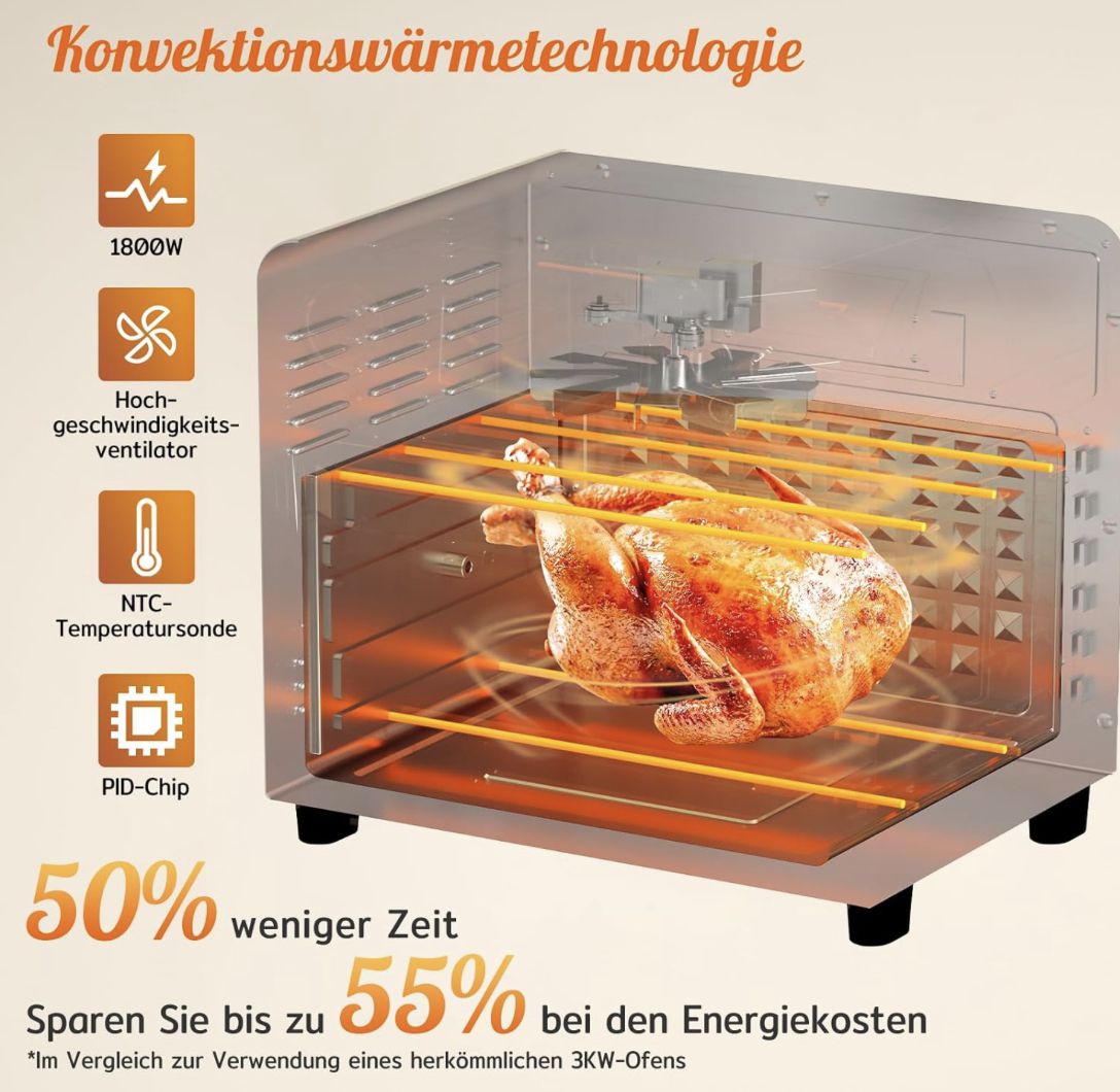 🍗 HYSapientia XXL Heißluftfritteuse mit 24L für 118,99€ (statt 149€)