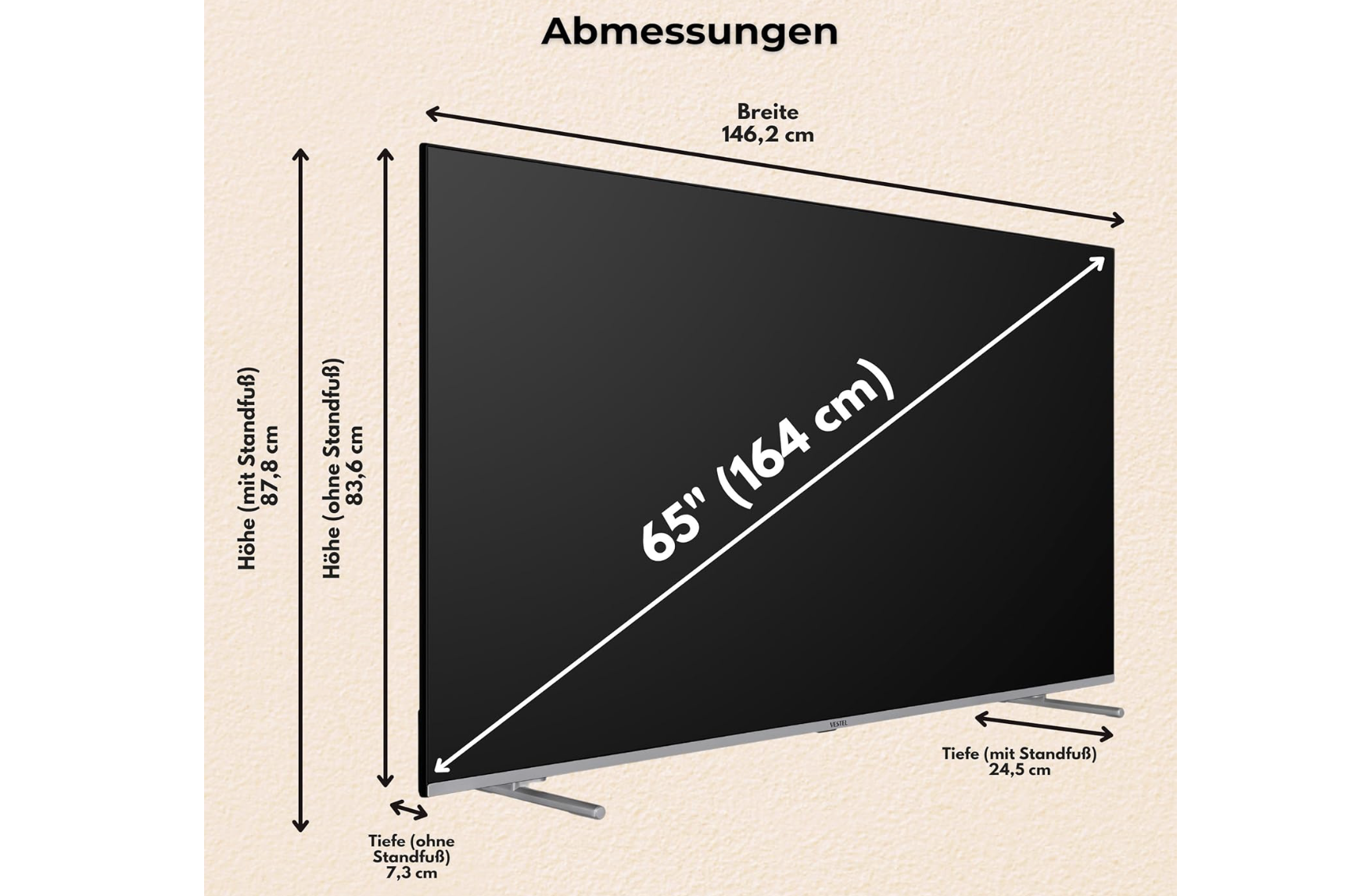 65 Vestel Fernseher Smart TV 4K UHD für 379,99€ (statt 560€)