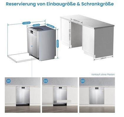 🍽️ Midea SU 7.35X14BS Unterbau Geschirrspüler mit 60cm für 425€ (statt 530€)