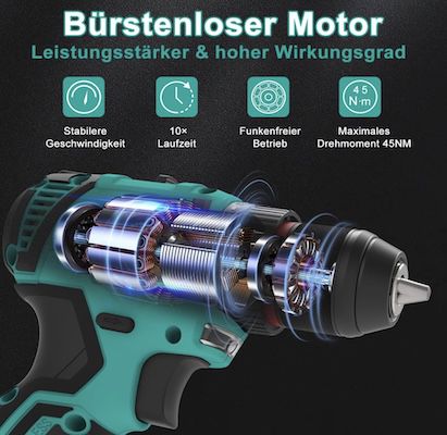 🪛 HYCHIKA 16,8V Akku Bohrmaschine mit 1,5Ah Akku für 45,57€ (statt 52€)