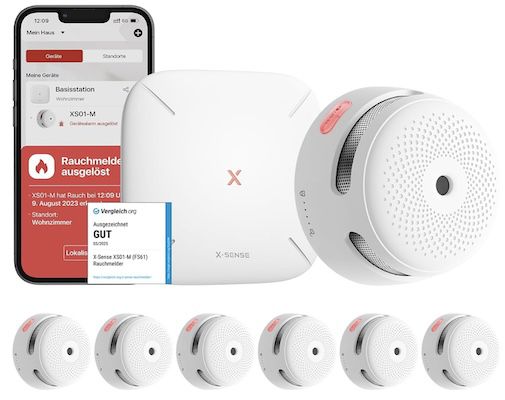 🔥🙅🏼‍♂️ 6er X Sense Smart Rauchmelder mit Basisstation & TÜV Zertifikat für 97€ (statt 121€)