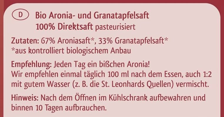 🧃 6x0,7 Aronia Original Aronia + Granatapfel Direktsaft für 40,36€ (statt 46€)
