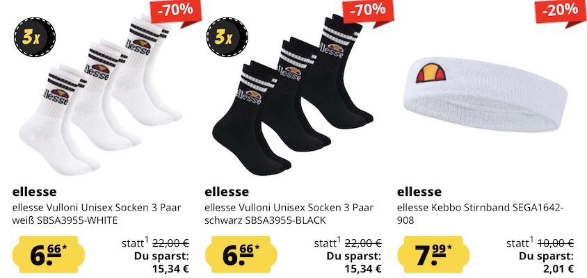 🔥 SportSpar: Ellesse T Shirt, Sneaker, Socken & Oberteil Sale ab 5€ + 5€ Gutschein ab 60€